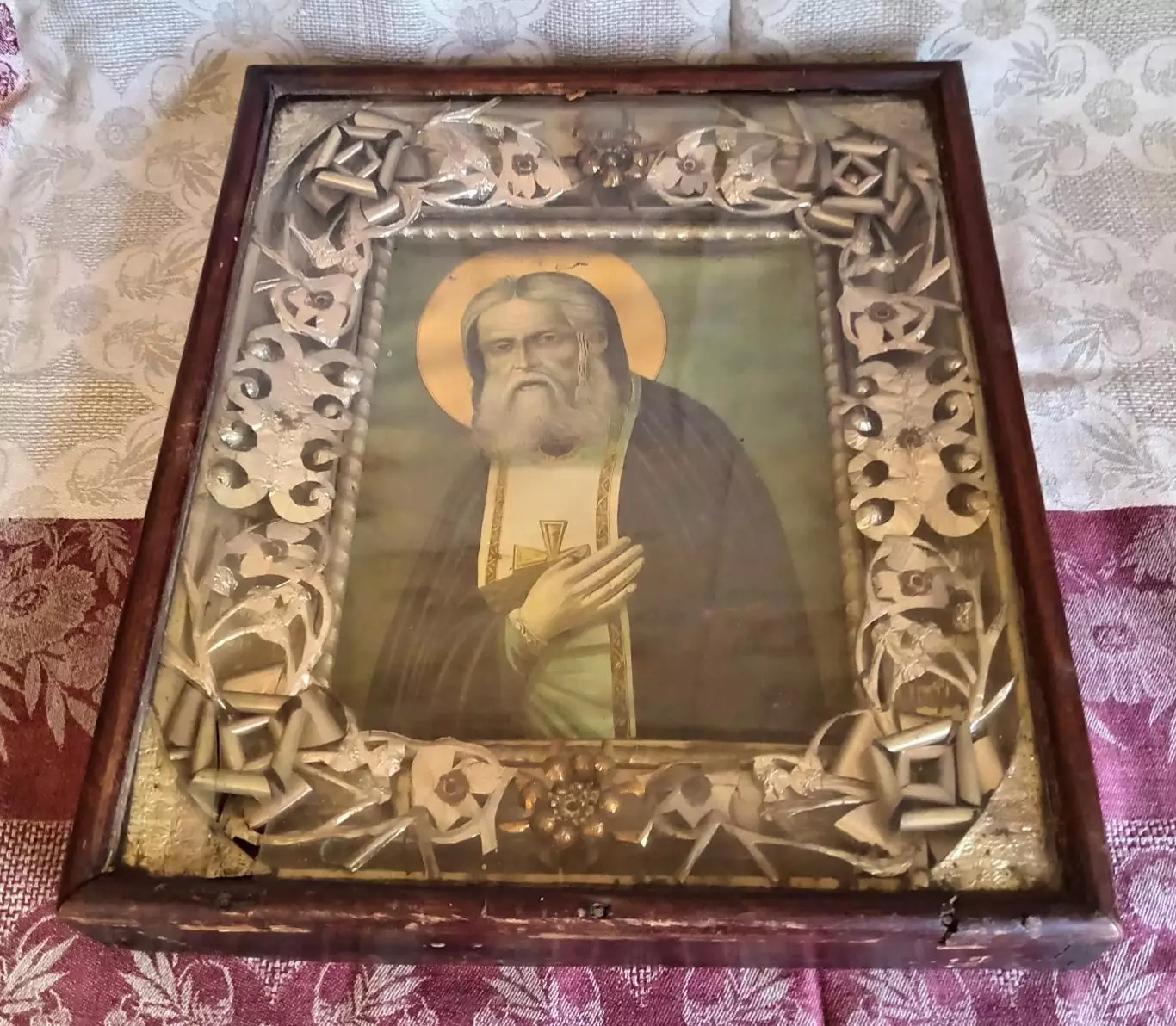 Икона Серафим Саровский. Литография. 1