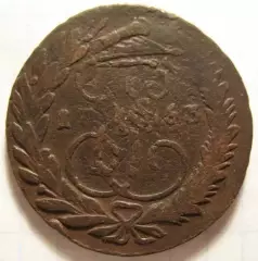 2 копейки - 1763 ММ. Красивый перечекан из 4 копеек 1762.