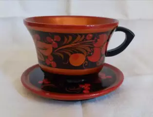 Чашка с блюдцем. Хохлома. 1970-е г. СССР.