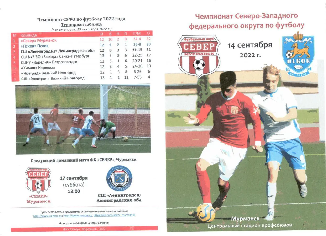 Чемпионат СЗФО по футболу 2022 Север Мурманск - ФК Псков