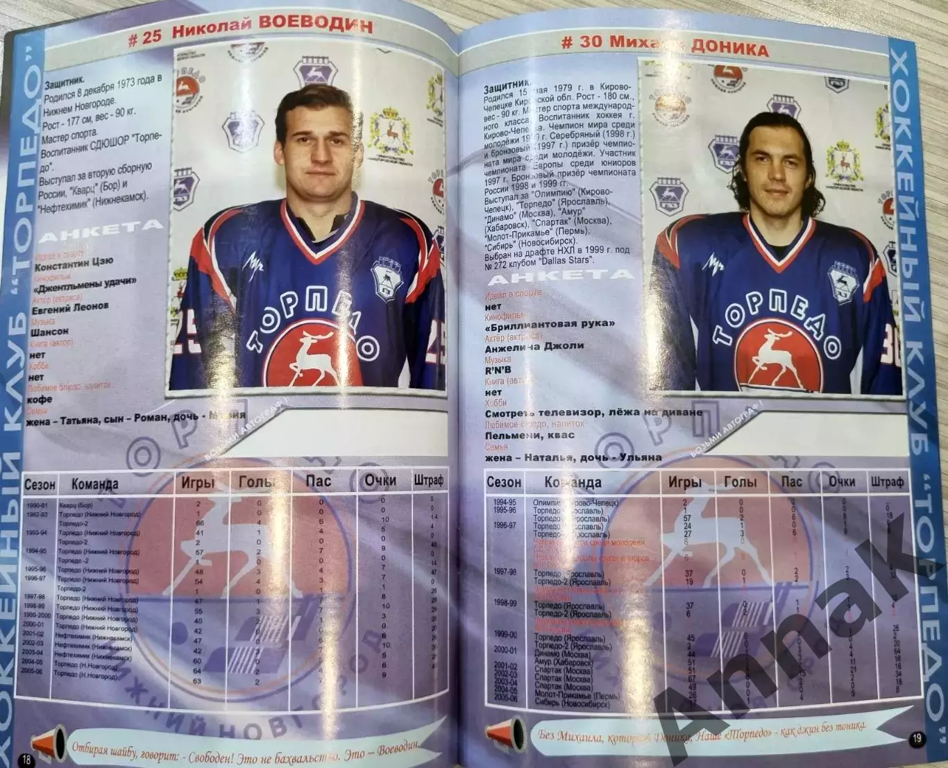 Справочник-буклет ТОРПЕДО Нижний Новгород 2006/2007 (фото и анкеты всех игроков) 2