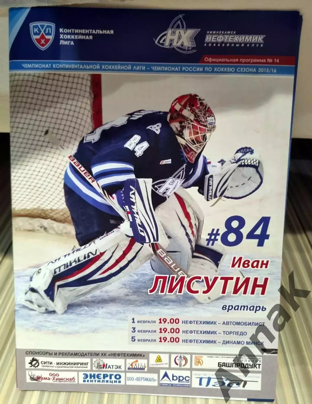 Нефтехимик - Автомобилист, Торпедо Н.Новгород, Динамо Минск 2015/2016 1-5.2.2016