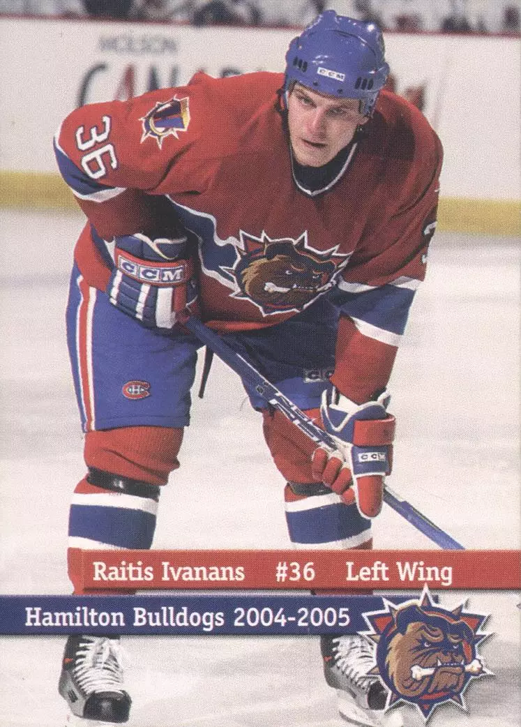 Хоккейная карточка Hamilton Bulldogs 04-05 Райтис Ивананс
