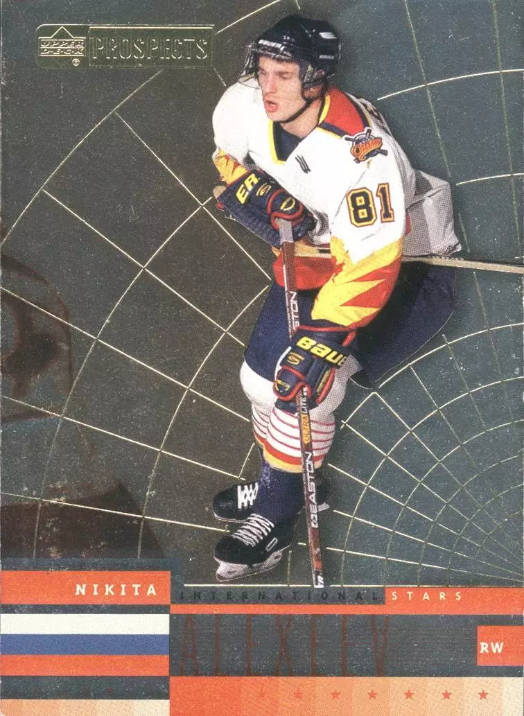 Хоккейная карточка 1999-00 UD Prospects International Stars IN7 Никита Алексеев
