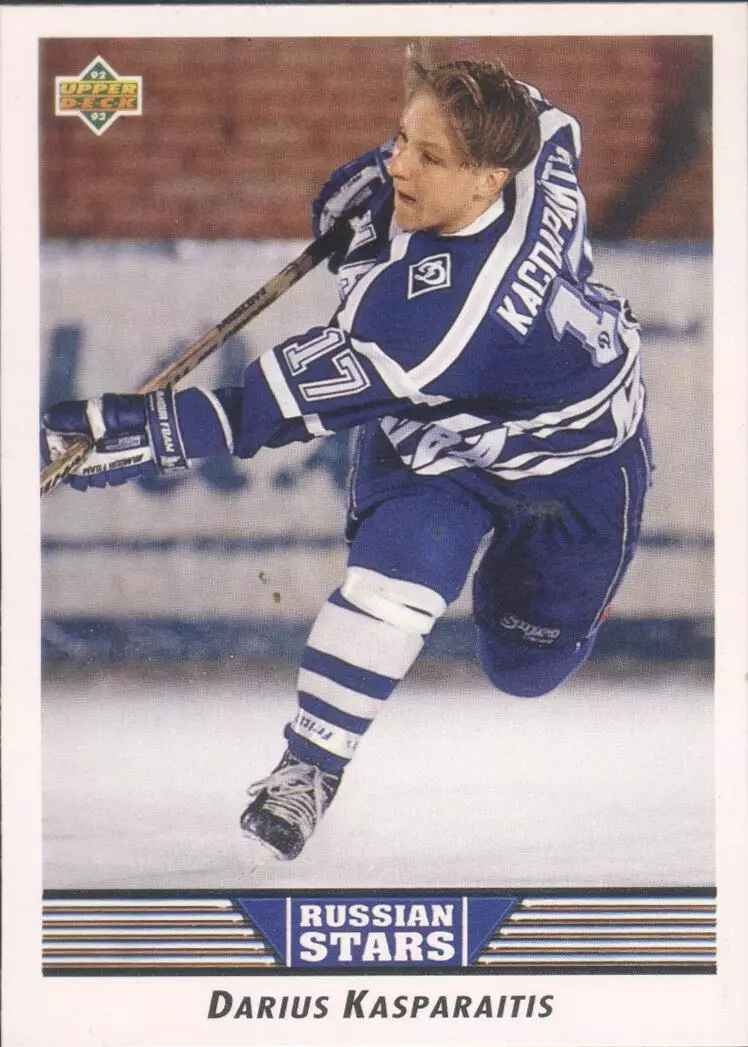 Хоккейная карточка 1992-93 Upper Deck #335 Russian Stars Дариус Каспарайтис