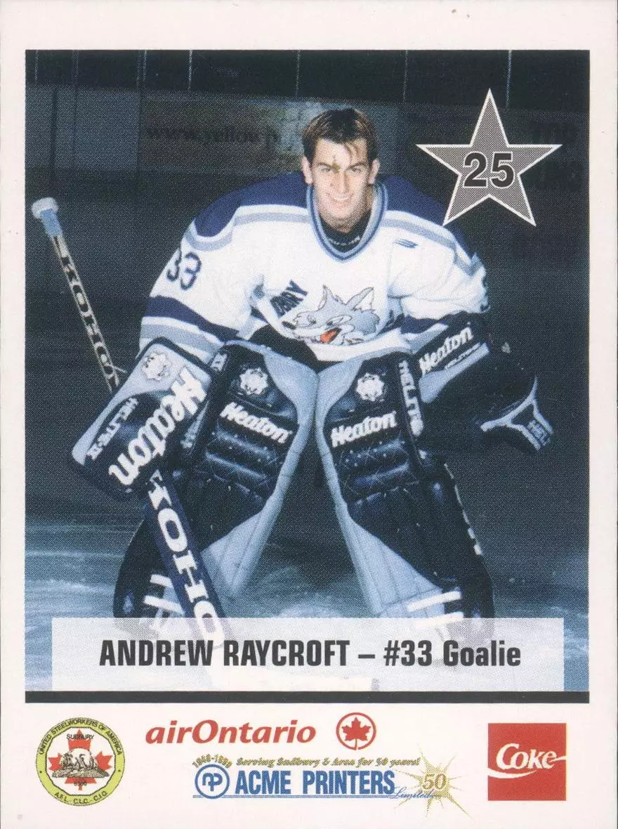 1998-99 Sudbury Wolves - Coca-Cola/airOntario Police set №25 Эндрю Райкрофт