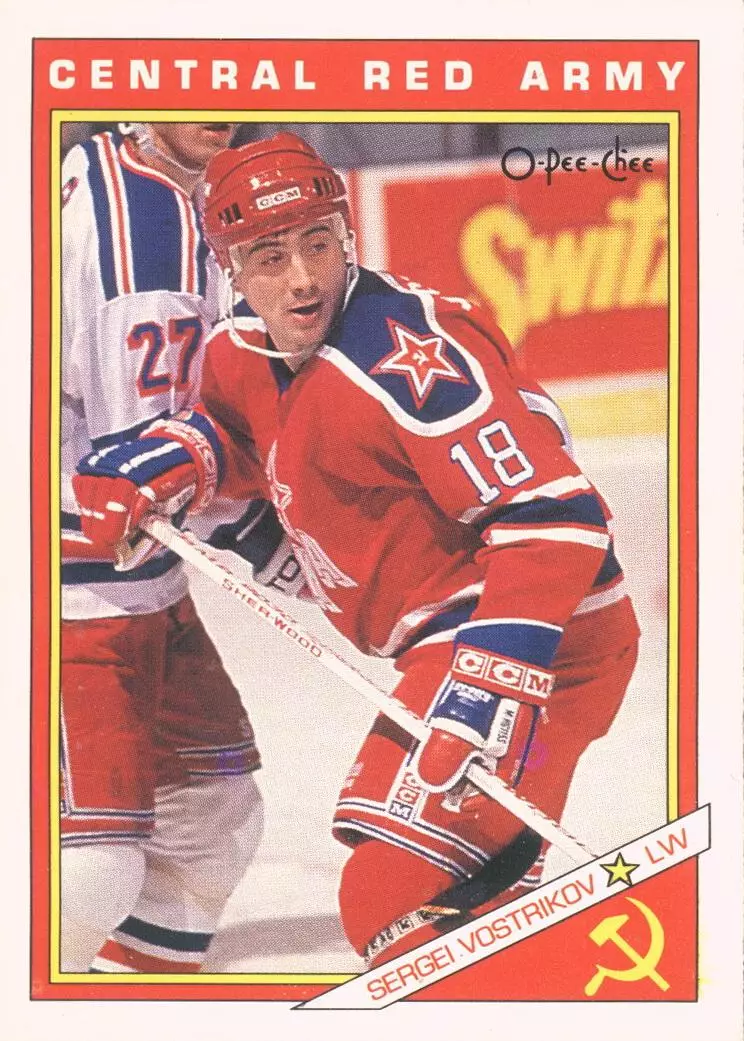 Хоккейная карточка 1991-92 O-PEE-CHEE Inserts 63R Сергей Востриков