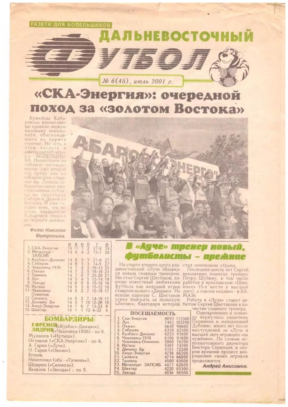 Дальневосточный футбол № 6 2001 год Владивосток Благовещенск Находка Хабаровск