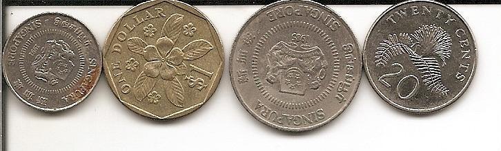 4 монеты Сингапура одним лотом