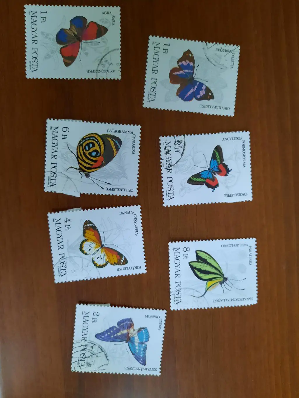 Марки. Венгрия. Бабочки