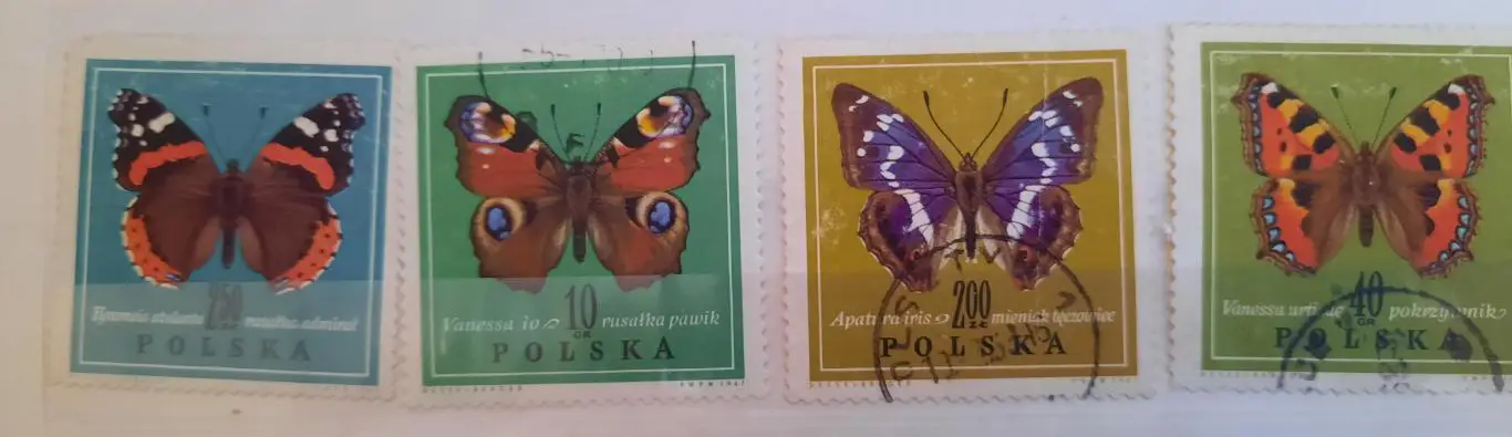 Марки. Польша. Бабочки 4 марки