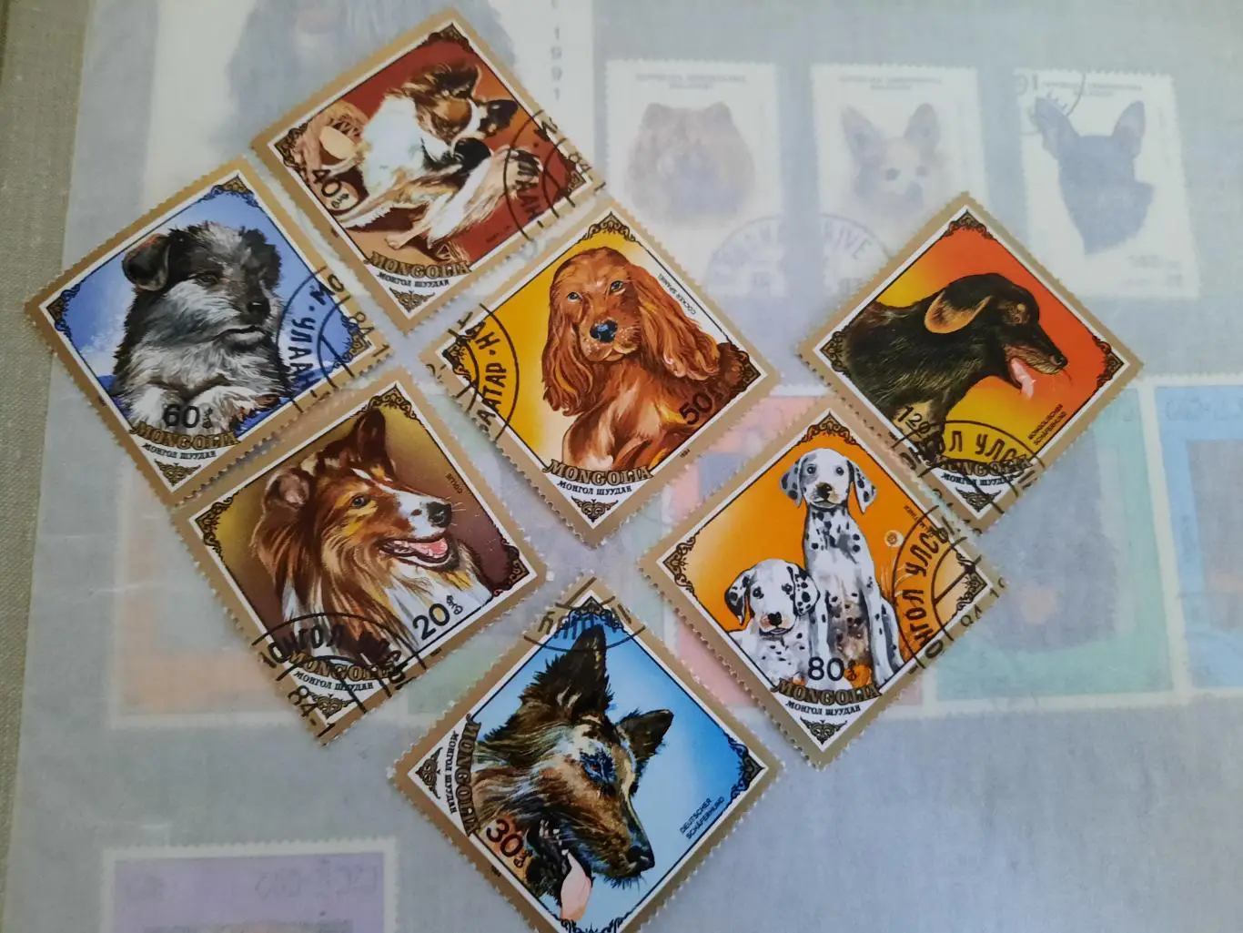 Марки Монголия Собаки