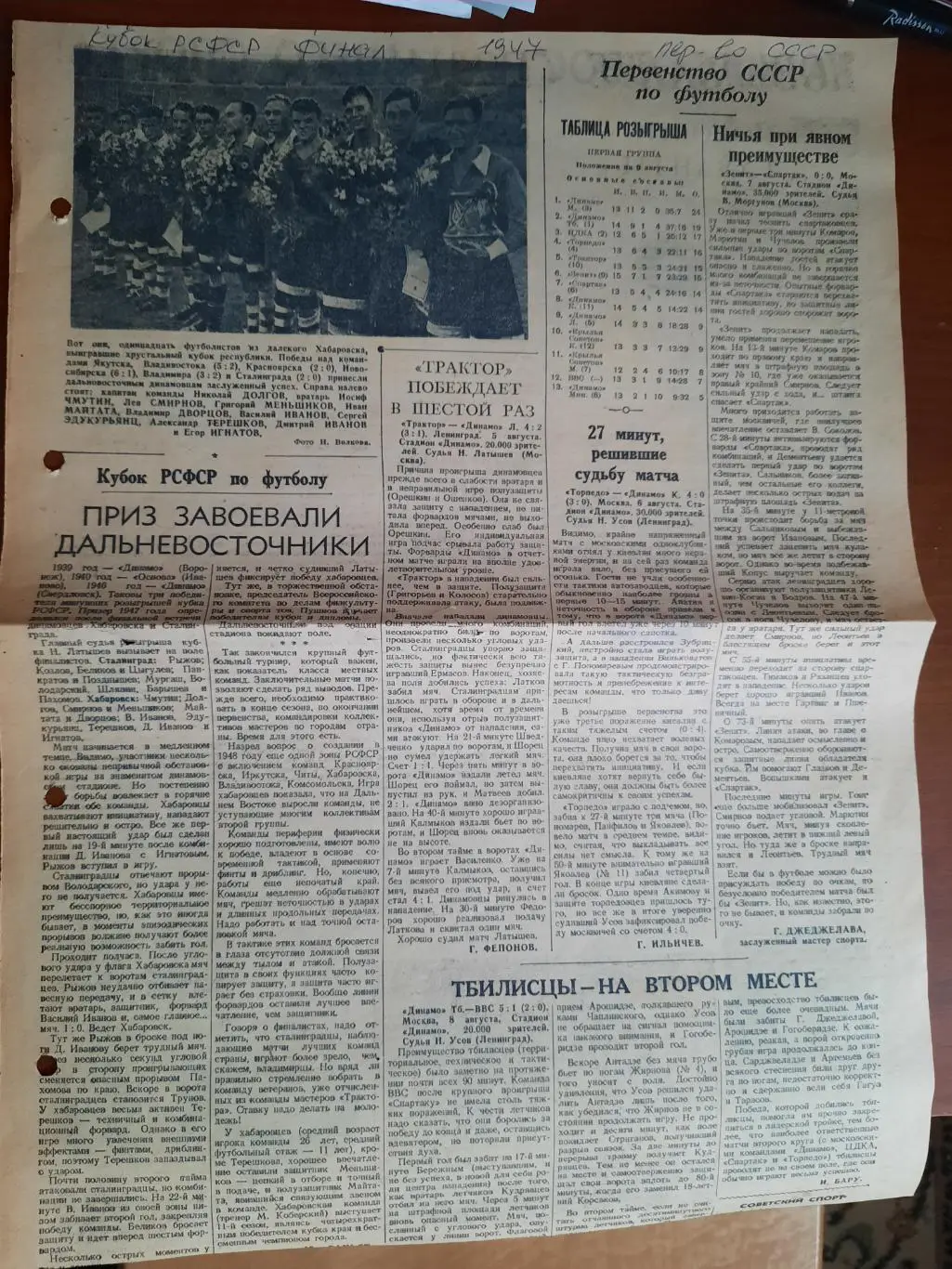 Динамо Хабаровск - обладатель кубка РСФСР 1947 года