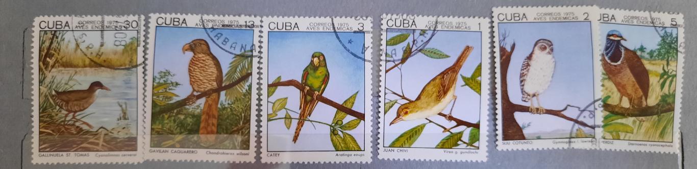 Марки Куба птицы 1975 год 6 марок