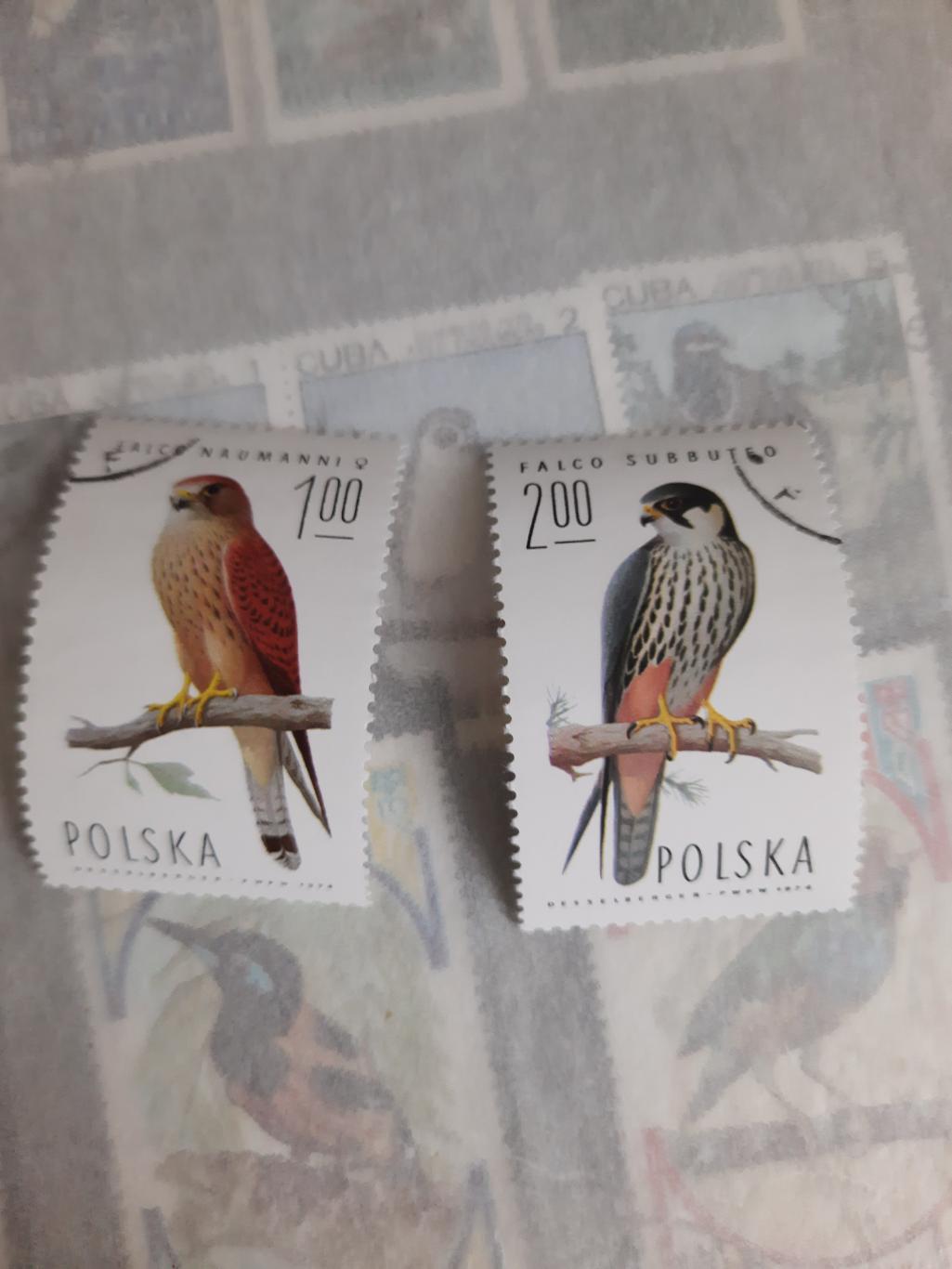 Марки Польша птицы 2 марки