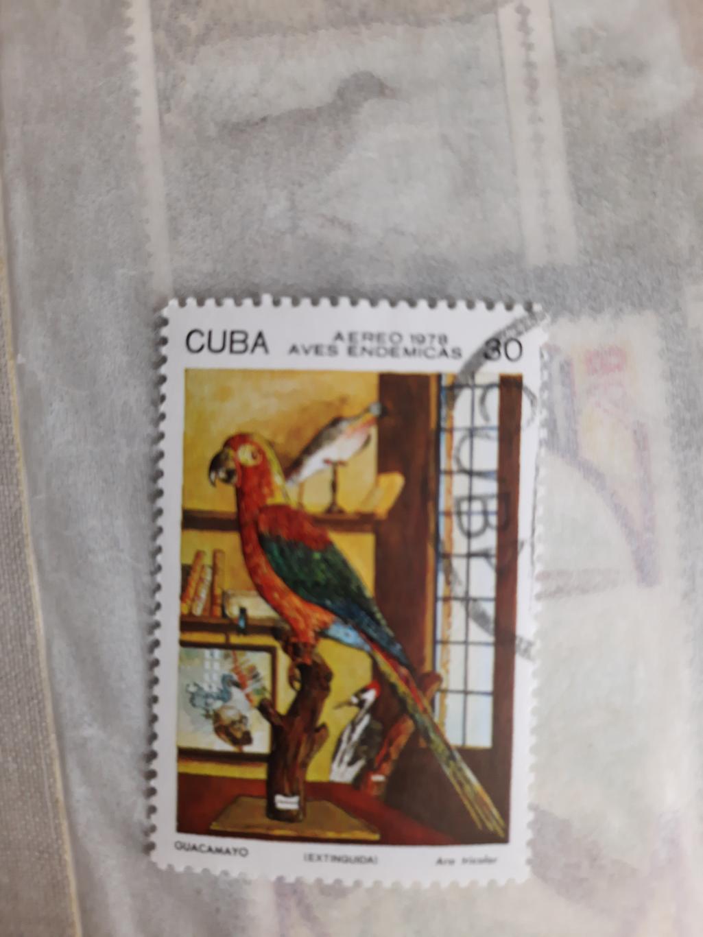 Марки Куба чучело попугая 1978 год