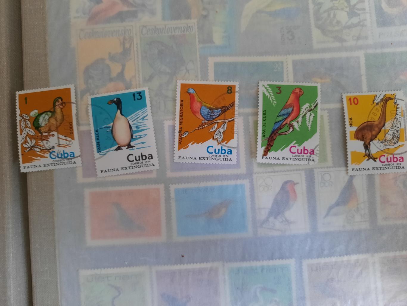 Марки Куба исчезающие птицы 1974 год