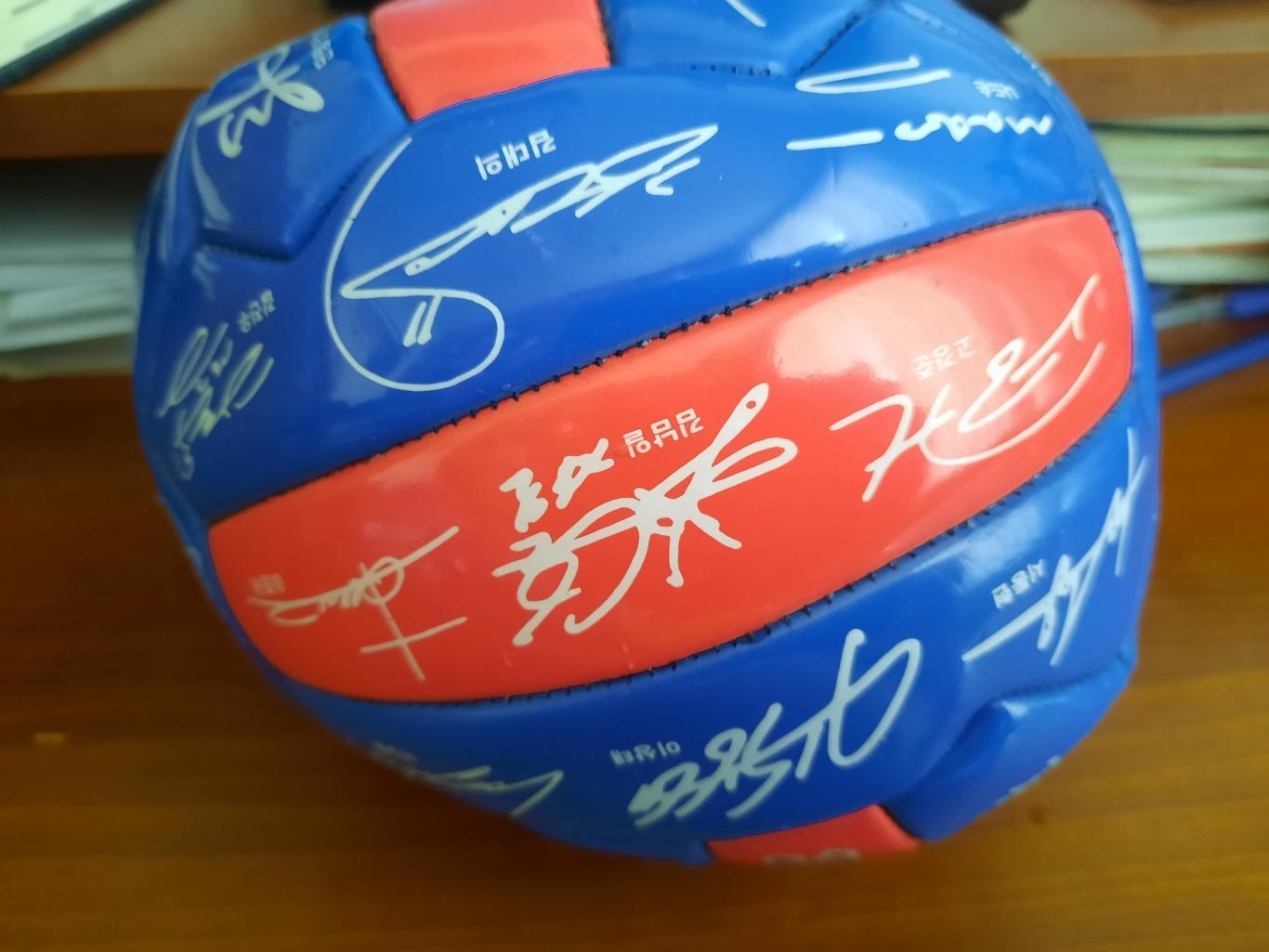 Сувенирный футбольный мяч Сувон Самсунг Блю Вингс Корея автограф Денис Лактионов