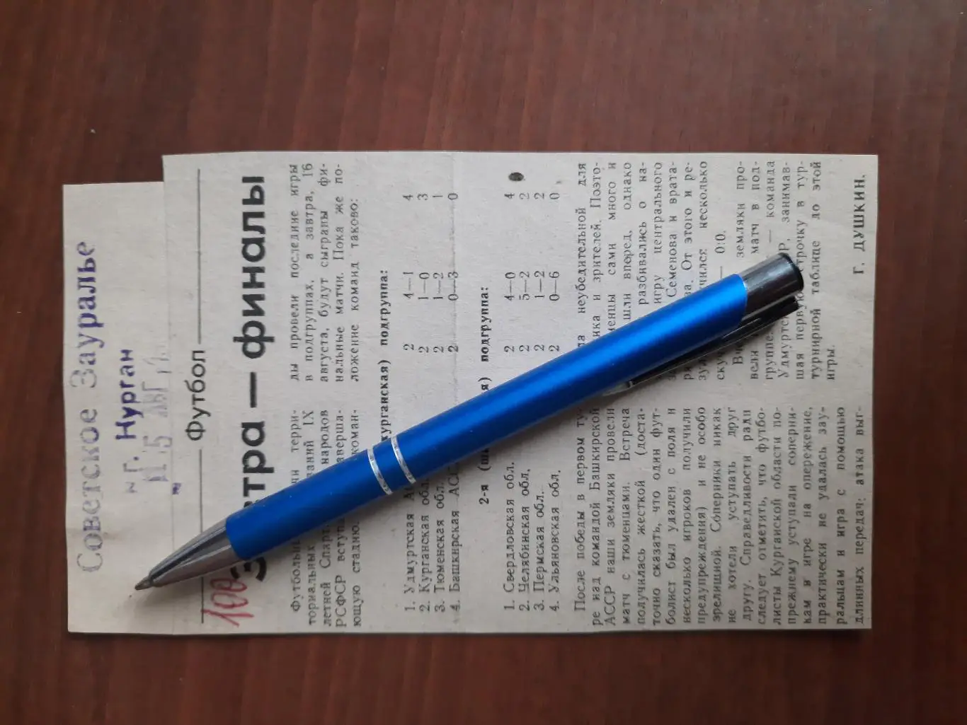 Завтра - финалы. Советское Зауралье. Курган 15.08.1982