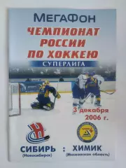 Сибирь Новосибирск - Химик Московская область 3.12.2006