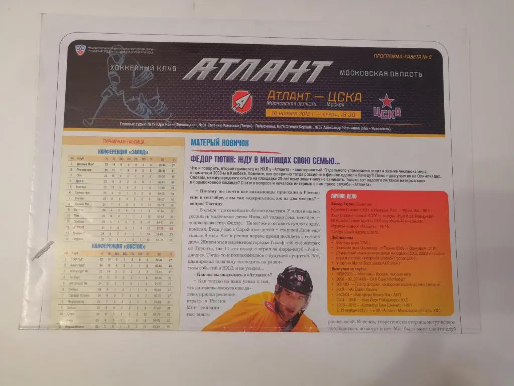 Атлант (Московская область) - ЦСКА (Москва) 14.11.2012