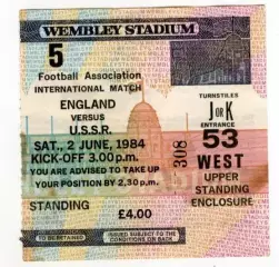 Билет Англия - СССР 1984 год