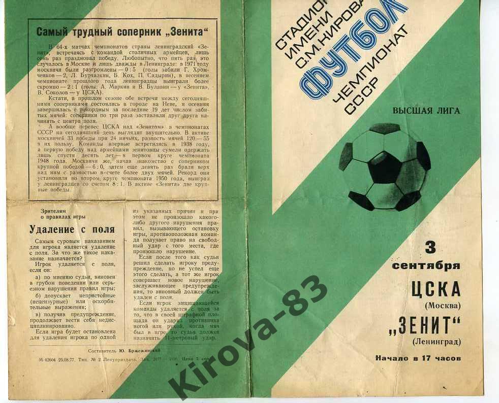 Зенит - ЦСКА 1977