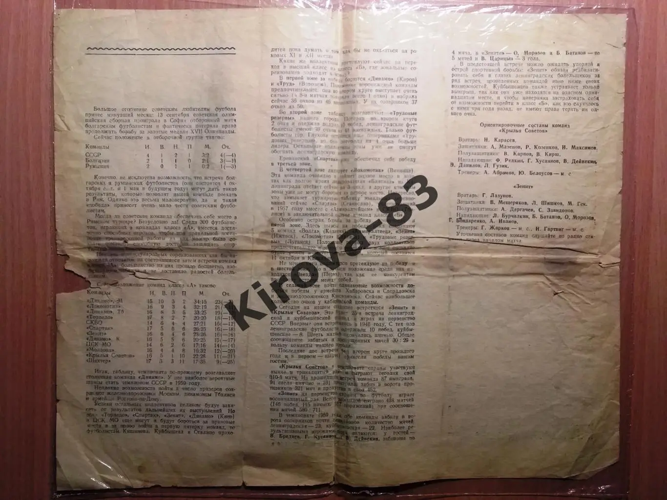Зенит Ленинград - Крылья Советов Куйбышев 1959 1