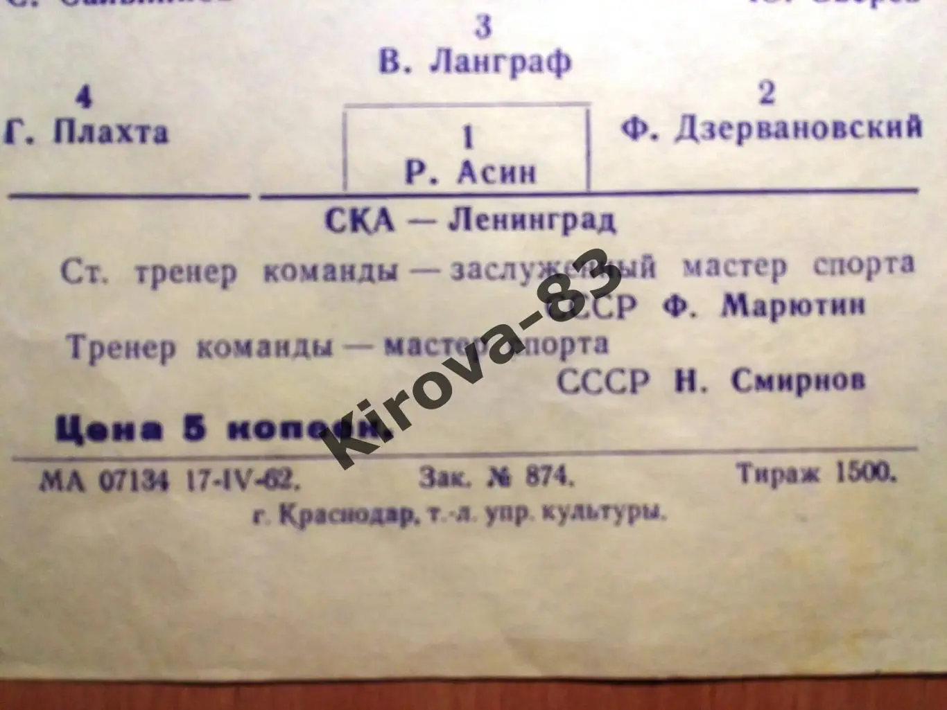 Спартак Ленинград - СКА Ленинград 1962 2
