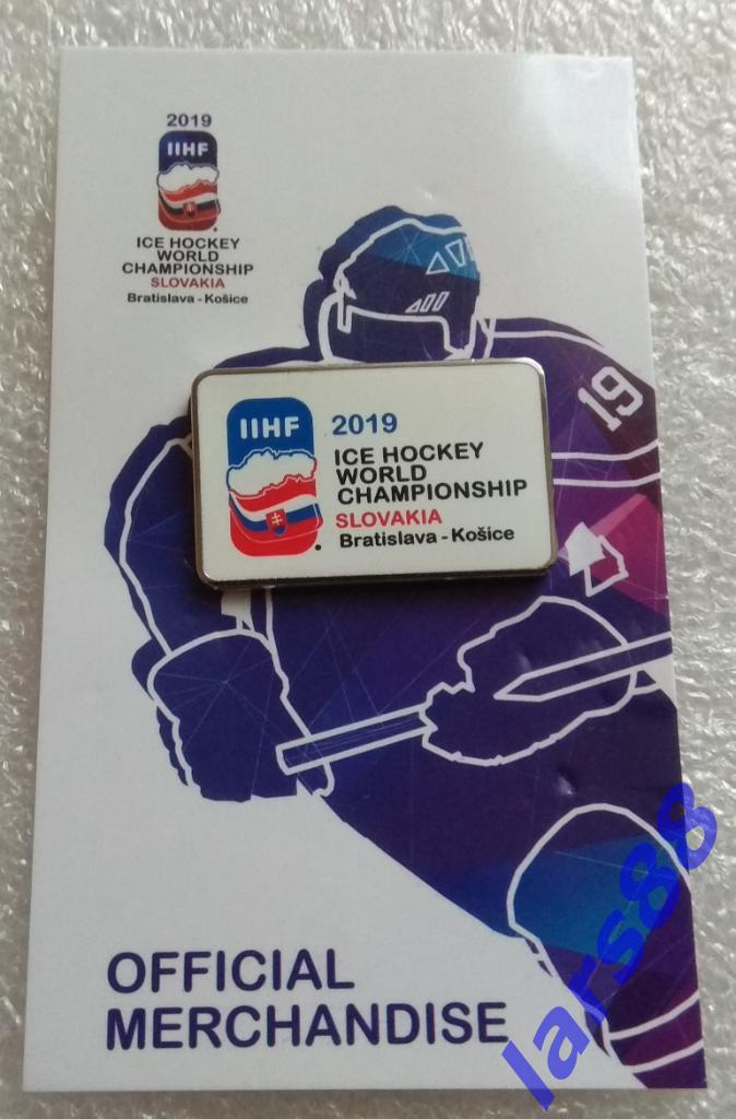 Значок ЧМ по хоккею с шайбой 2019 СЛОВАКИЯ (ЛОГОТИП) - официальное издание ЧМ.