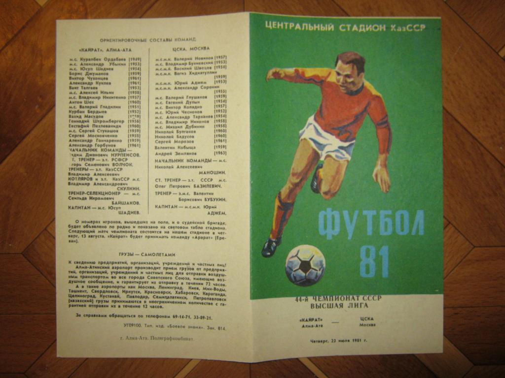 1981 Кайрат - ЦСКА