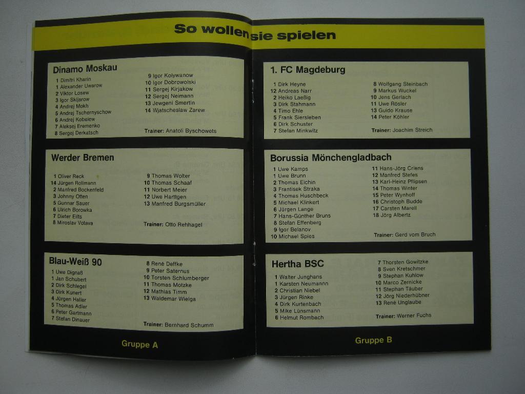 1990 Берлин. Междунар.турнир. Динамо(Москва), Вердер и др. 1
