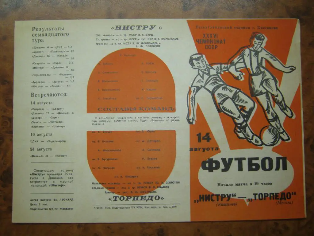 1974 Нистру(Кишинёв) - Торпедо(Москва)