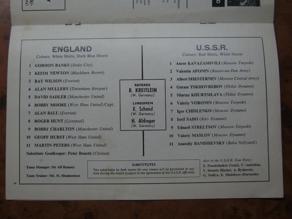 1967 Англия - СССР 1