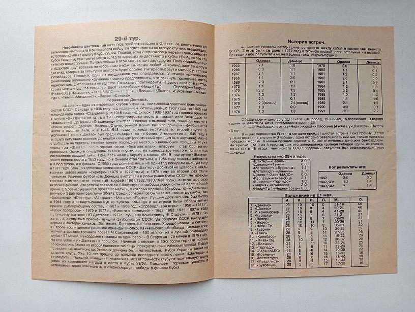 21 мая 1994 Черноморец (Одесса) - Шахтёр (Донецк) чемпионат Украины 1