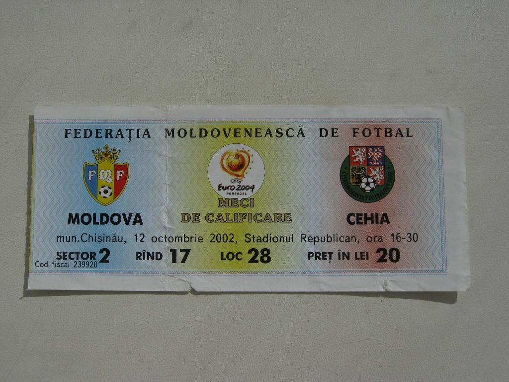 12.10.2002 Молдова – Чехия (отбор ЕВРО-2004)