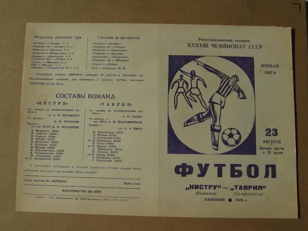 1976 Нистру(Кишинев) - Таврия(Симферополь)