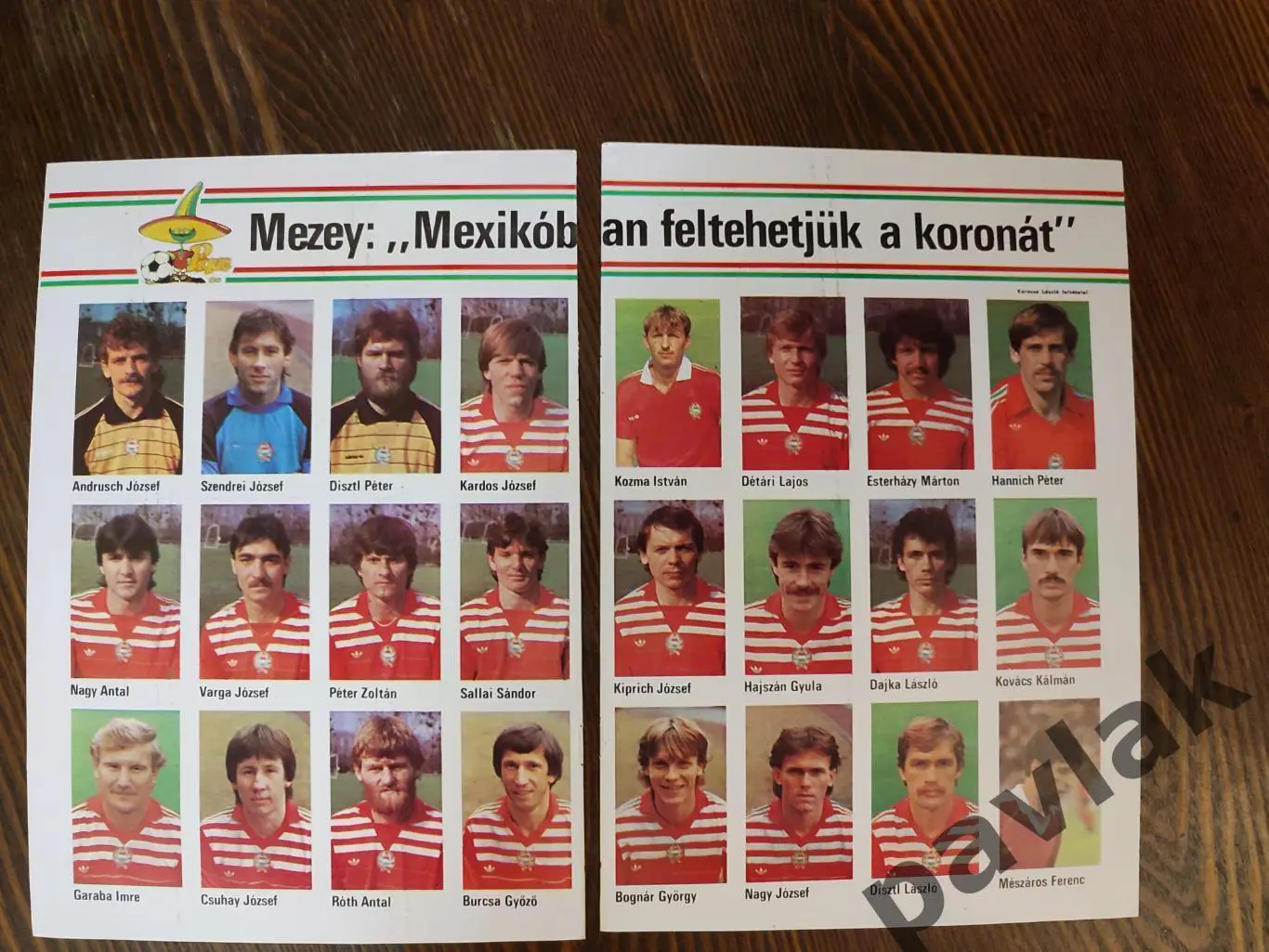 Постер из журнала Кепеш Шпорт 1986 Сборная Венгрии