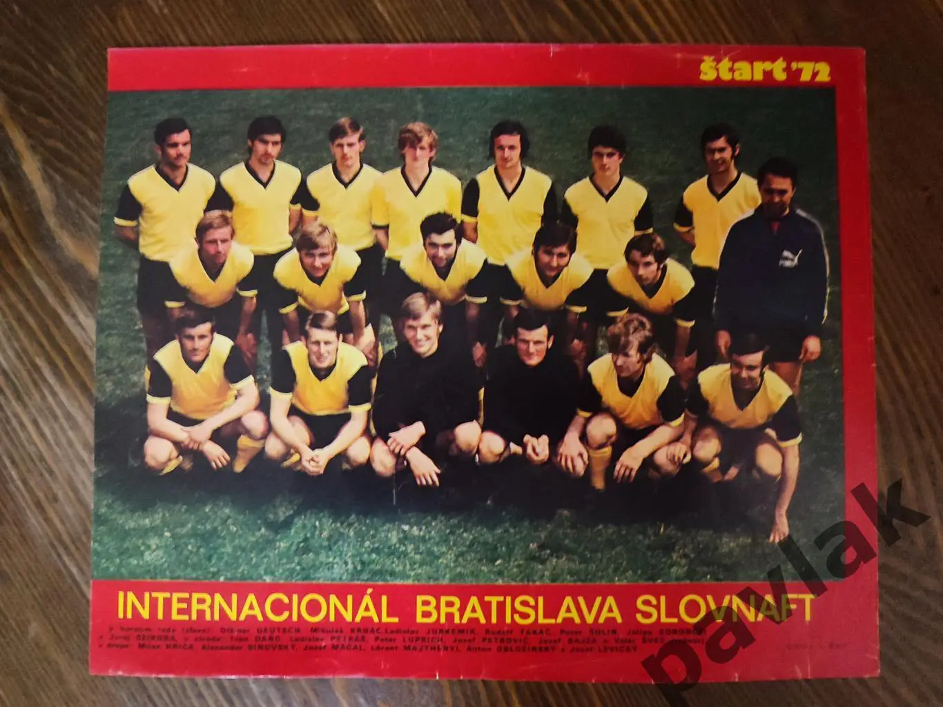 Постер из журнала Start 1972 Интер Братислава