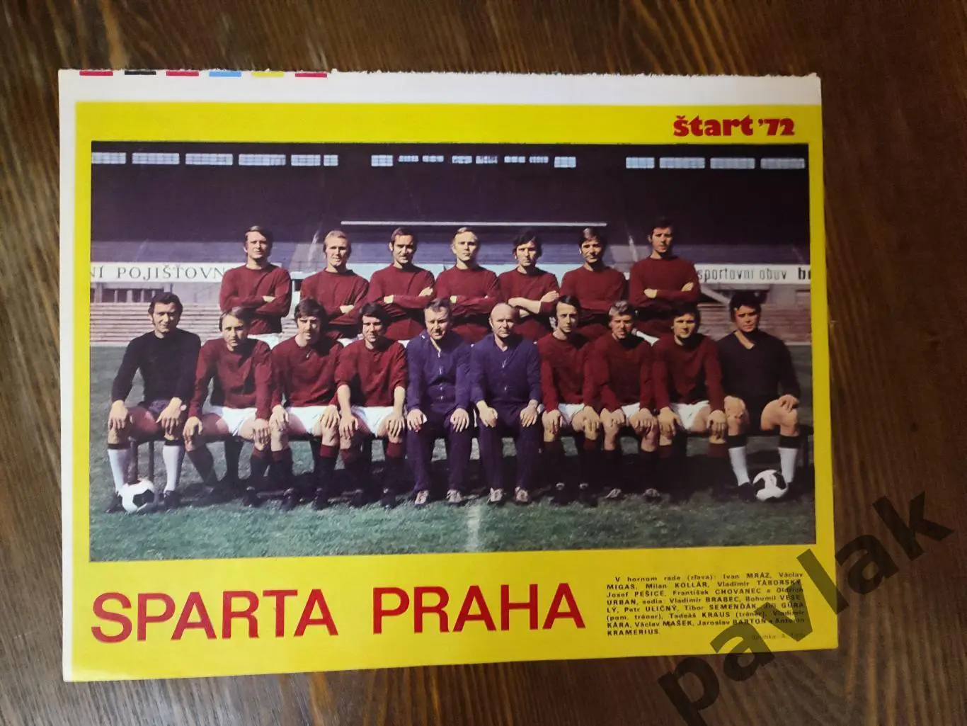 Постер из журнала Start 1972 Спарта Прага