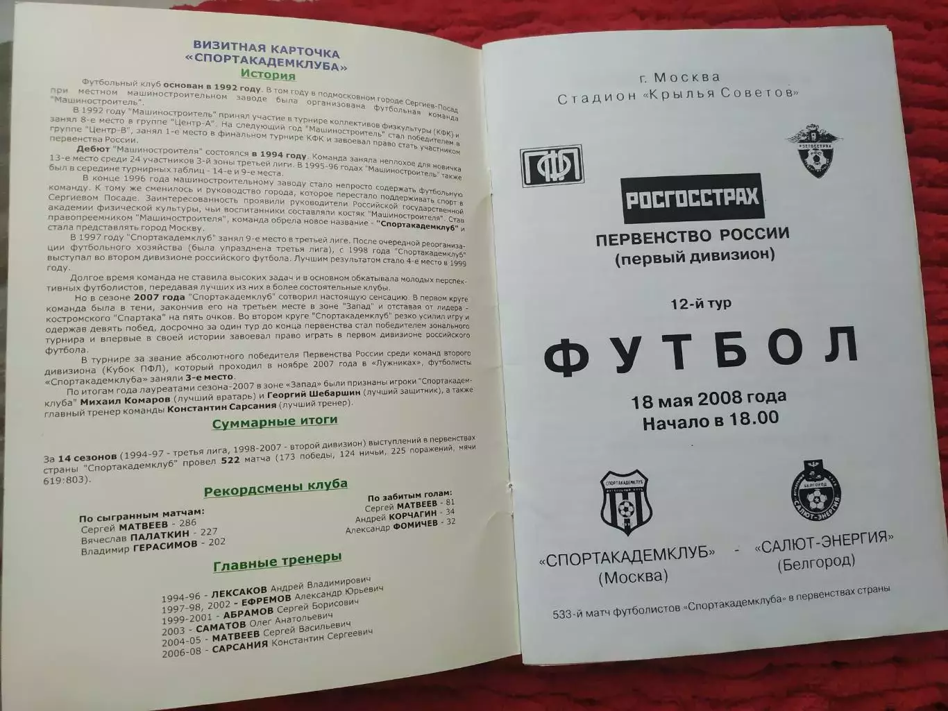 Спортакадемклуб Москва-Салют Белгород 2008 1