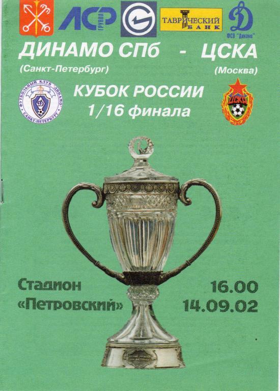 Динамо С-Петербург-ЦСКА 2002 кубок России