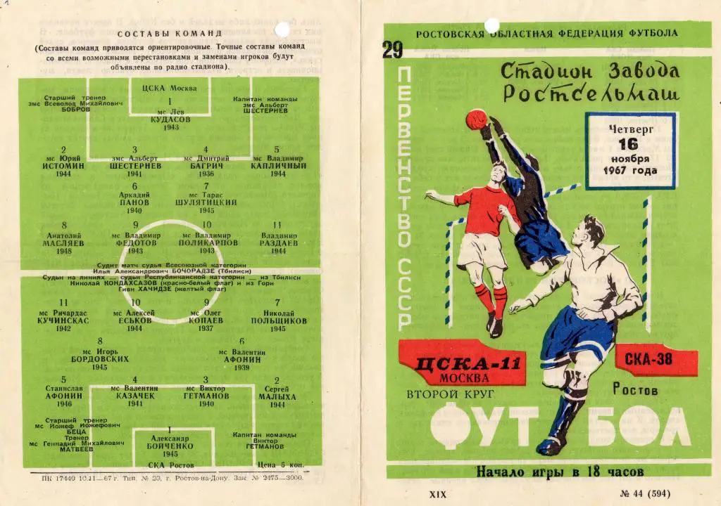 СКА Ростов-на-Дону-ЦСКА Москва 1967