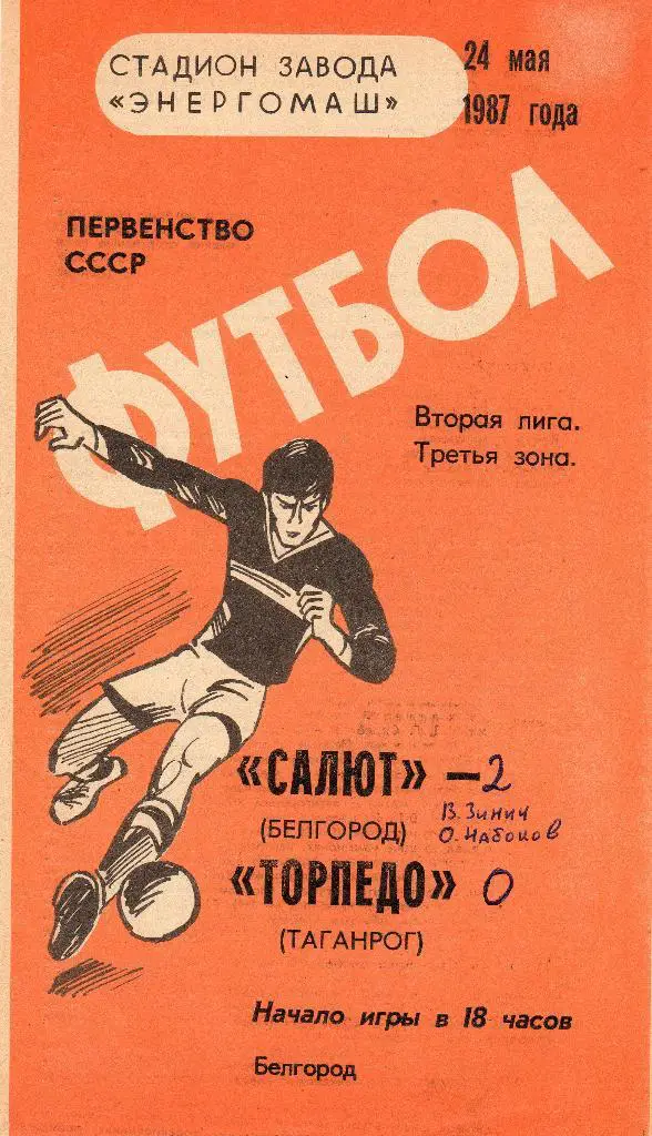 Салют Белгород-Торпедо Таганрог 1987