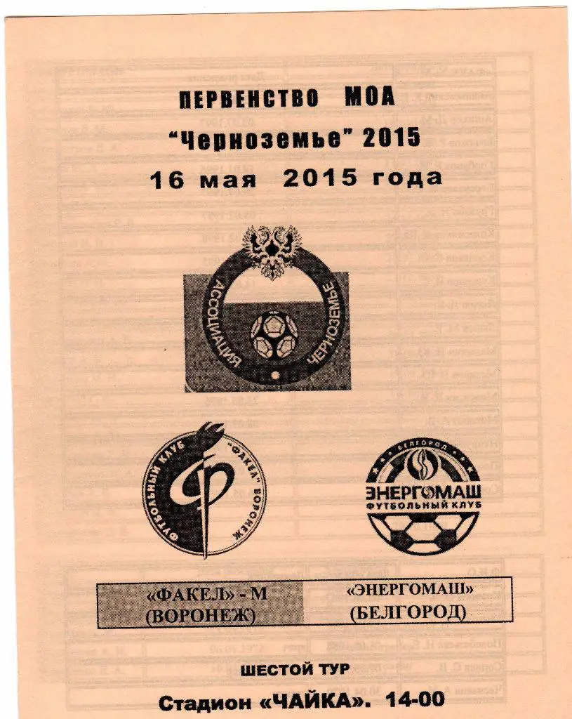 Факел-м Воронеж-Энергомаш Белгород 16.05.2015