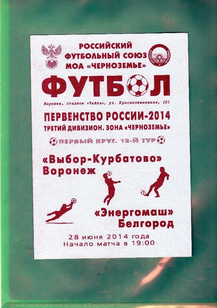 Выбор-Курбатово Воронеж-Энергомаш Белгород 28.06.2014