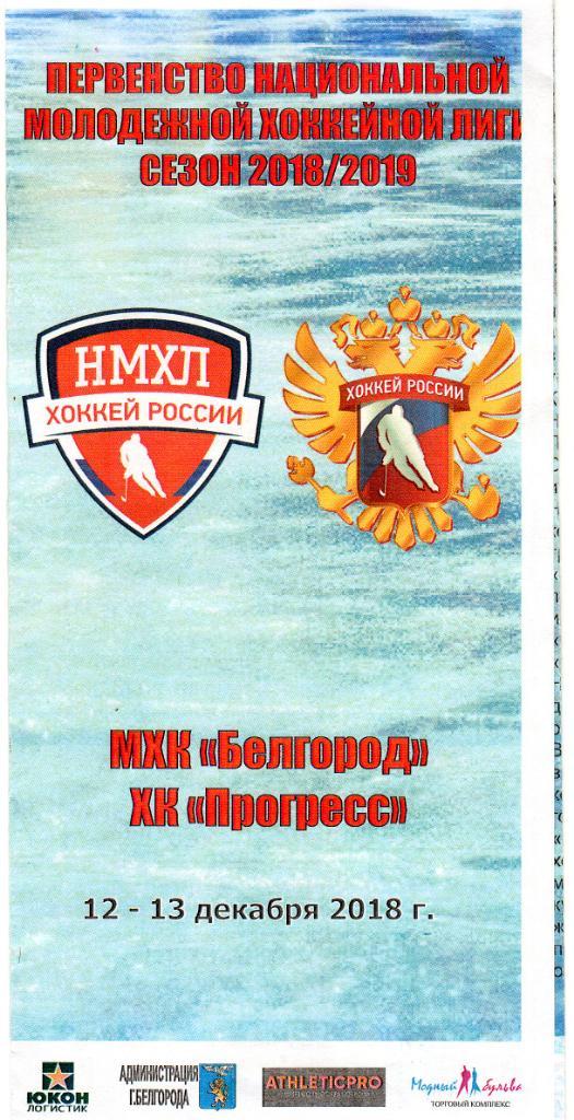 МХК Белгород-МХК Прогресс Глазов Удмуртия 12-13.12.2018