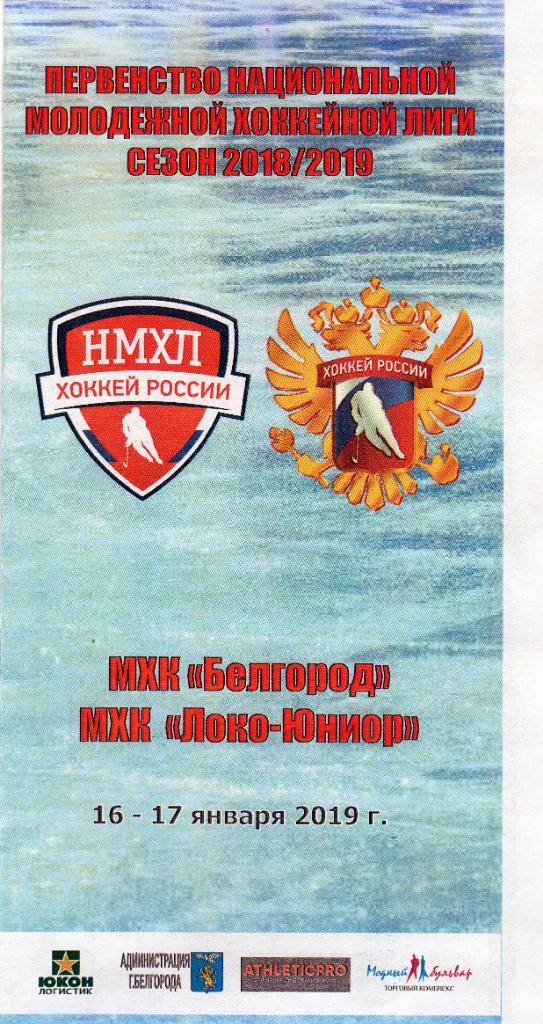 МХК Белгород-МХК Локо-Юниор Ярославль 16-17.01.2019