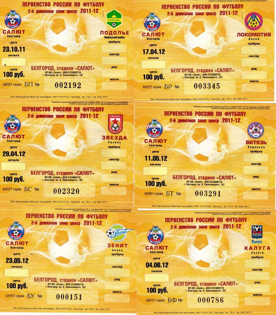 Билет Салют Белгород-Калуга 04.06.2012