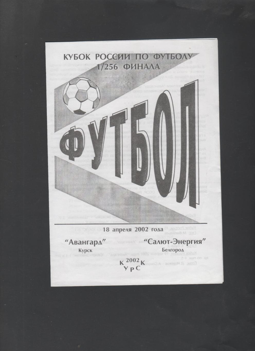 Авангард Курск-Салют Белгород 18.04.2002 кубок России